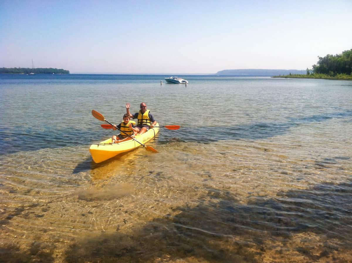 family in a kayak 