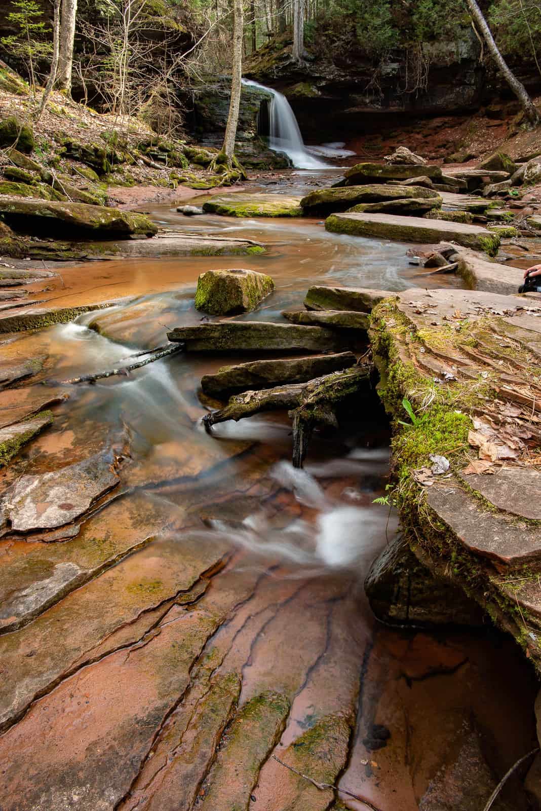 waterfall on a hiking trail