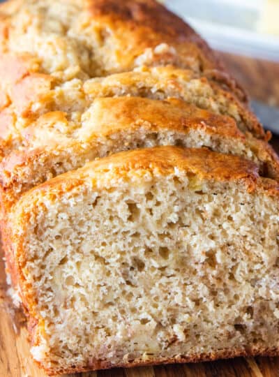 sliced loaf of banana bread