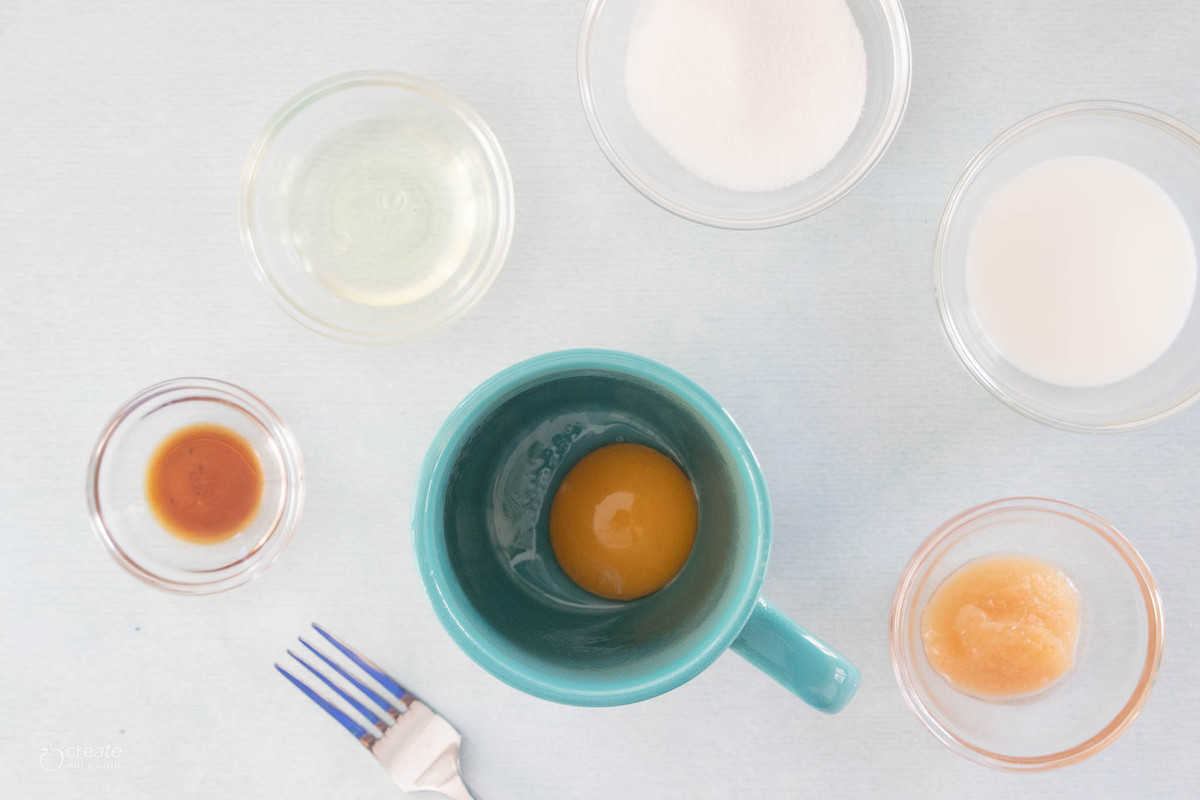 ingredients for an easy vanilla mug cake