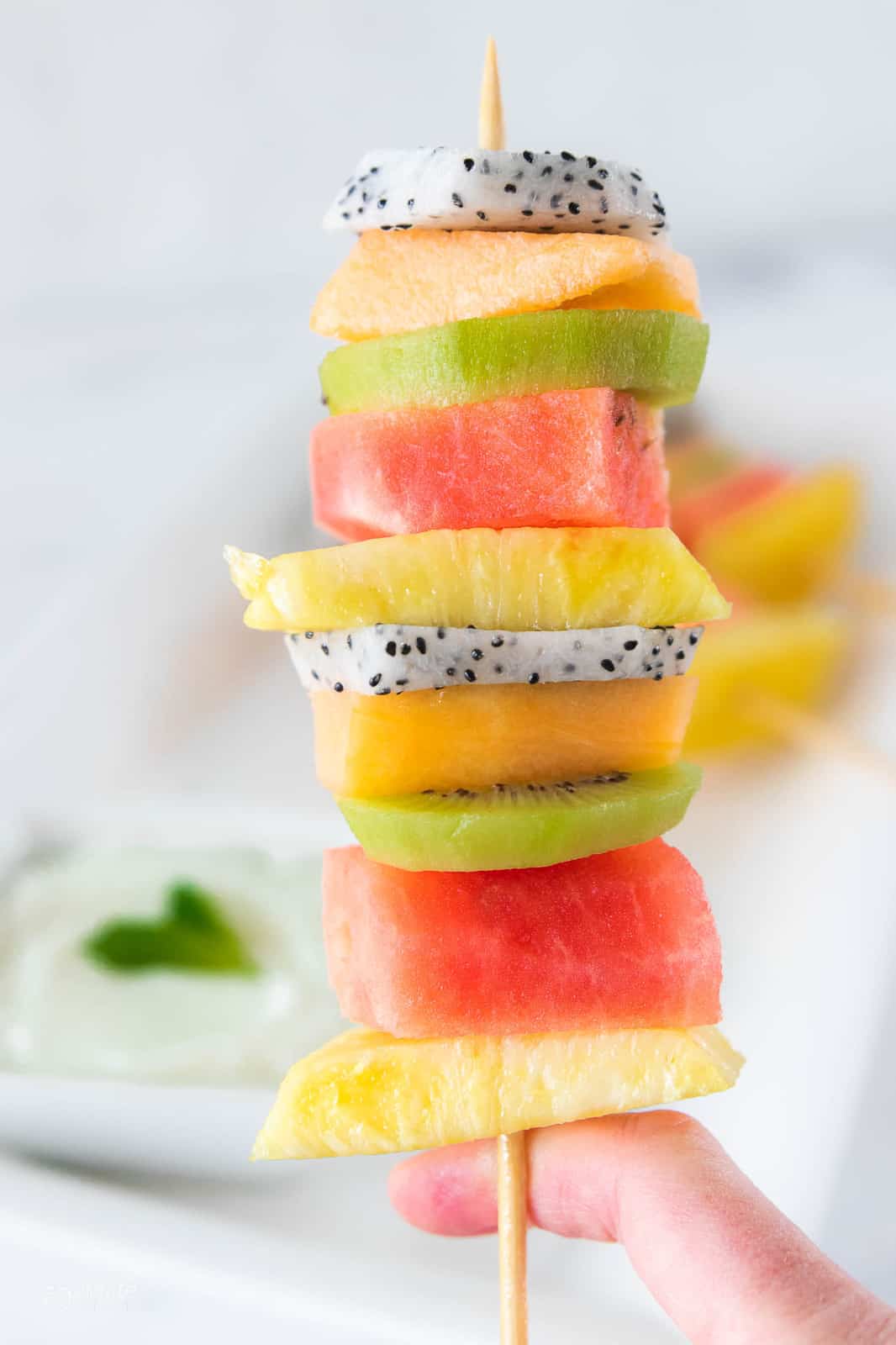 sliced fruit on a skewer