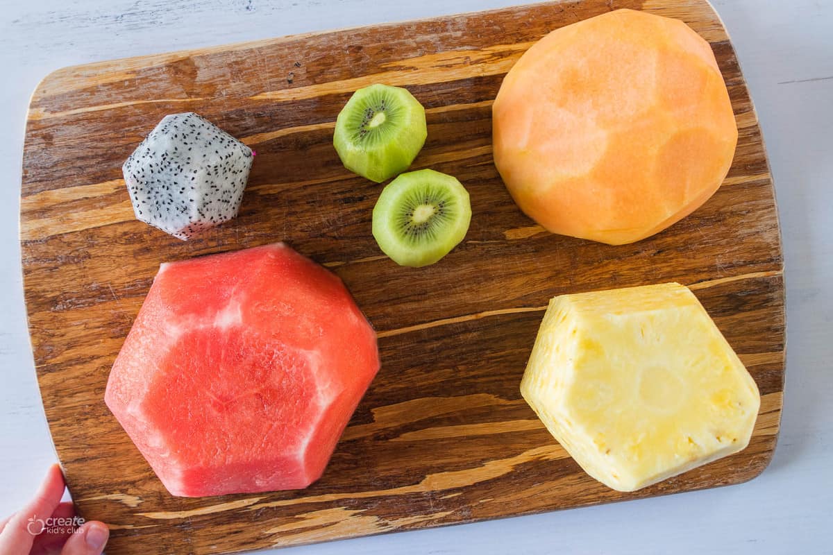 fresh fruit on a cutting board