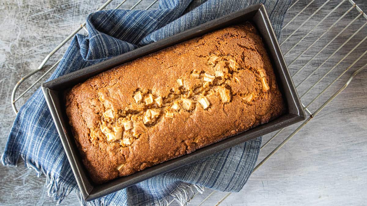 apple bread in loaf pan