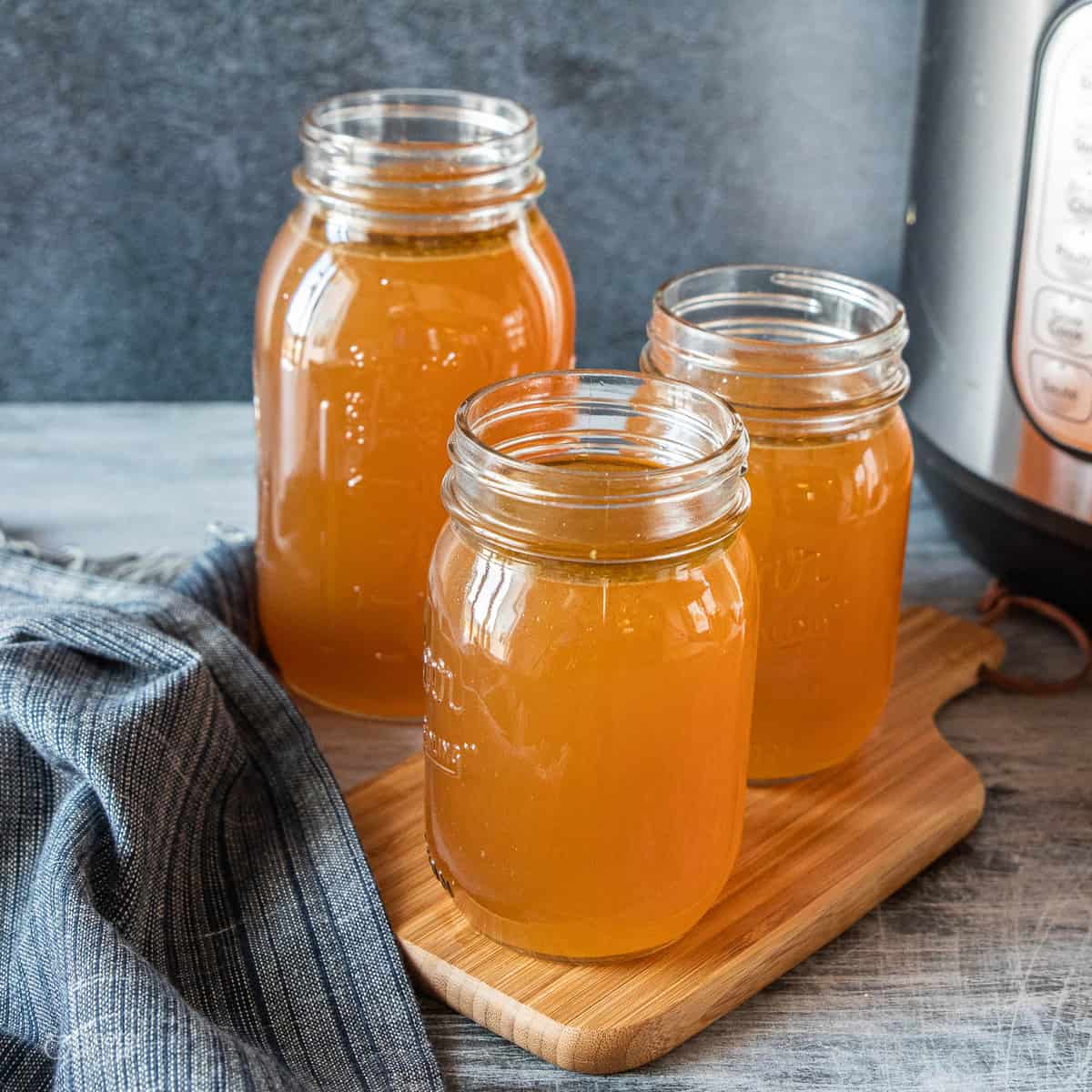 beef bone broth in mason jars