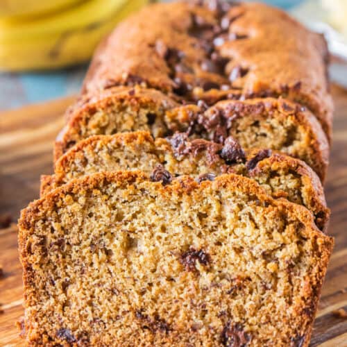 whole wheat chocolate chip banana bread loaf