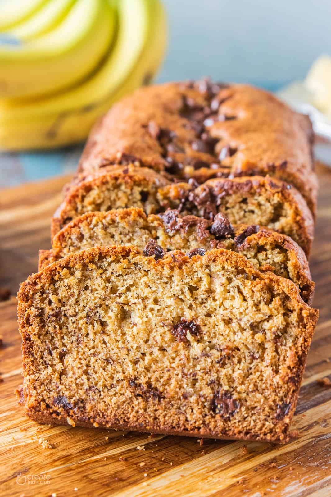 whole wheat chocolate chip banana bread loaf