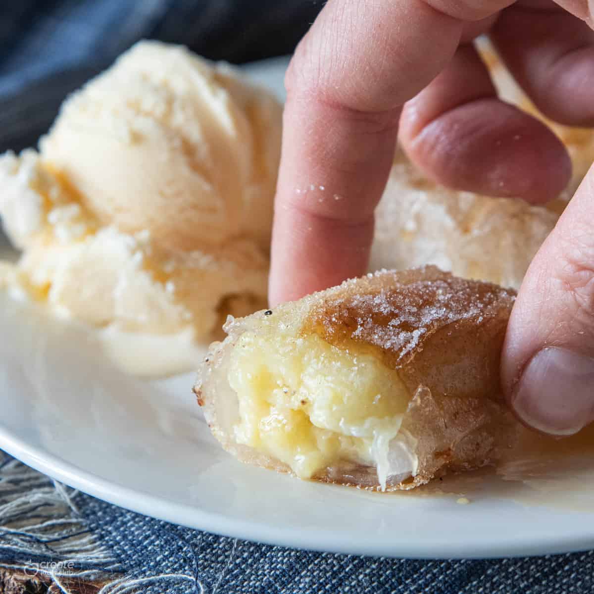 banana spring rolls on plate