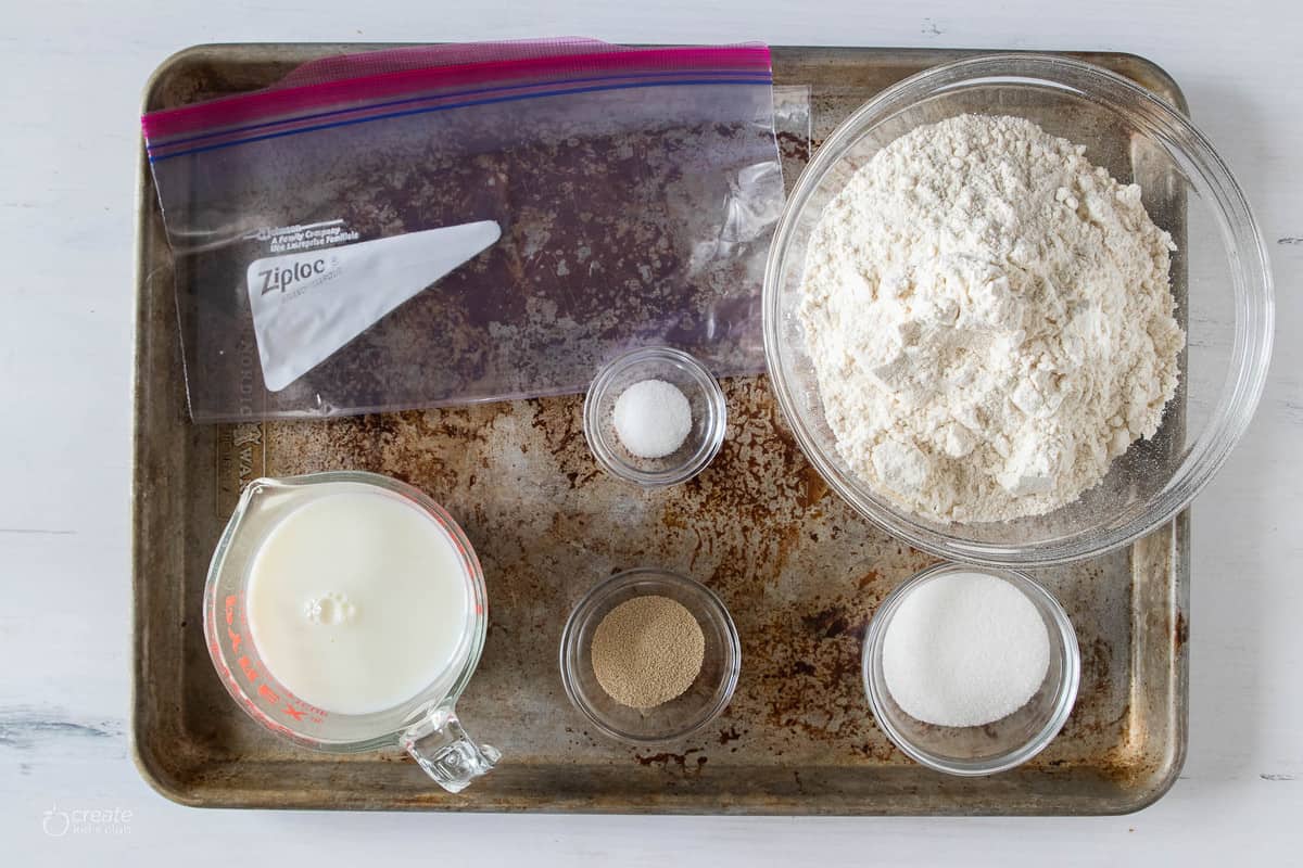 ingredients for bread dough