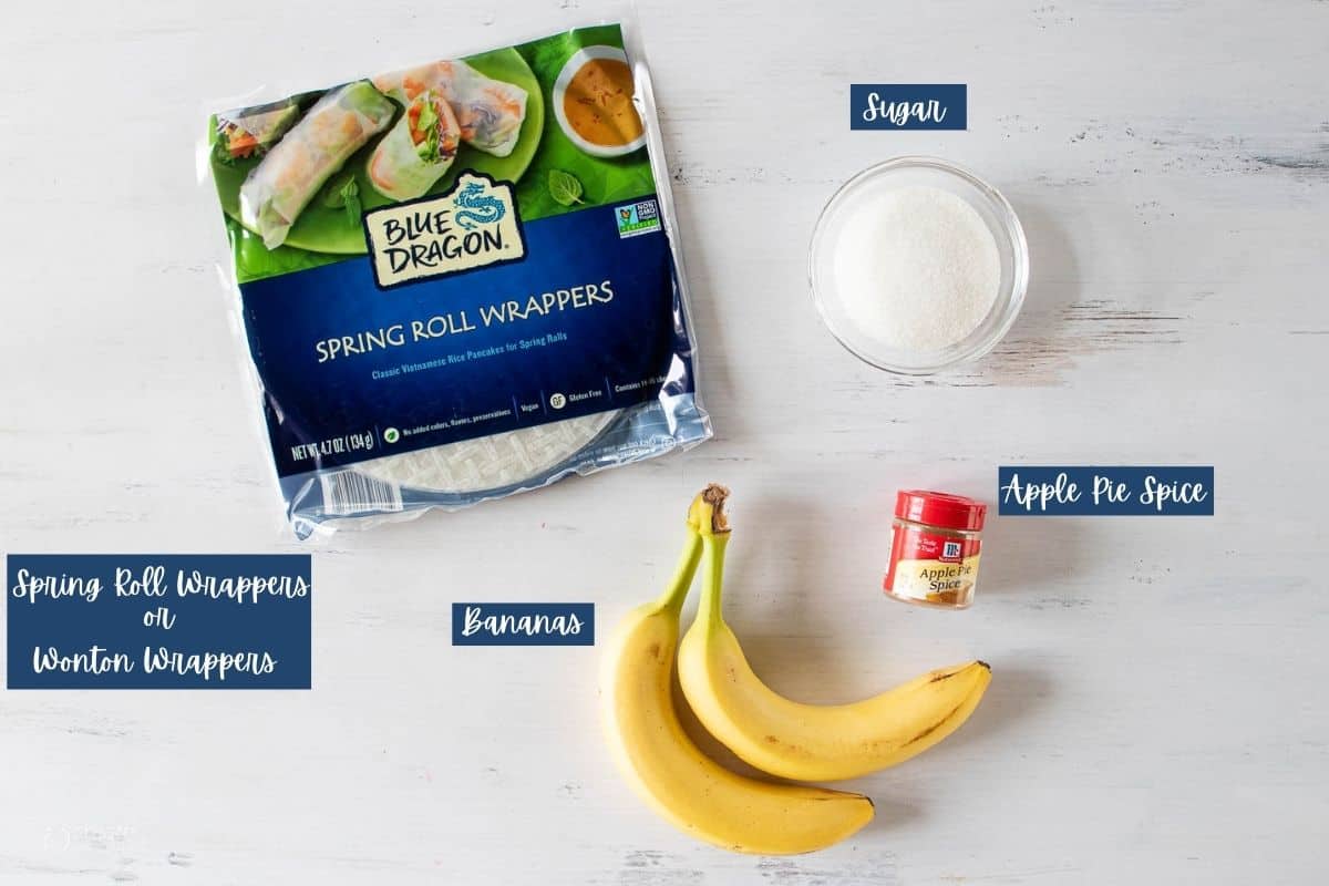 ingredients for banana spring rolls