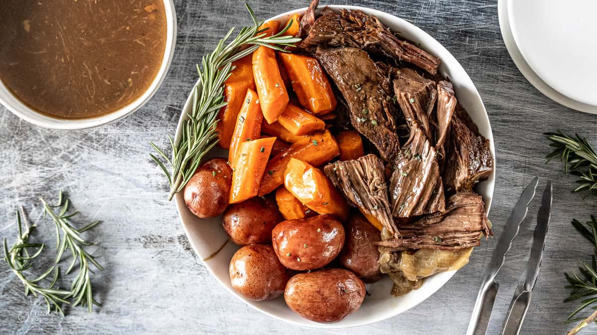 pot roast in serving bowl