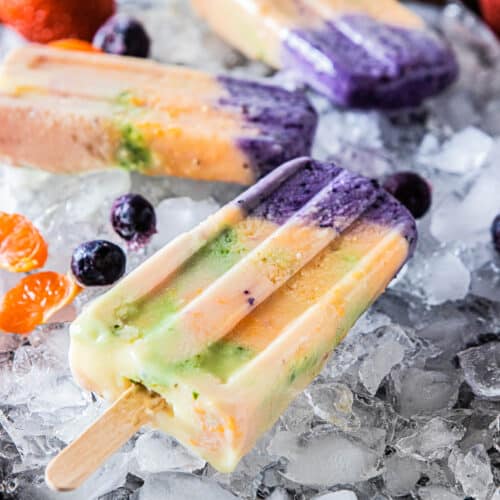 rainbow popsicles on ice