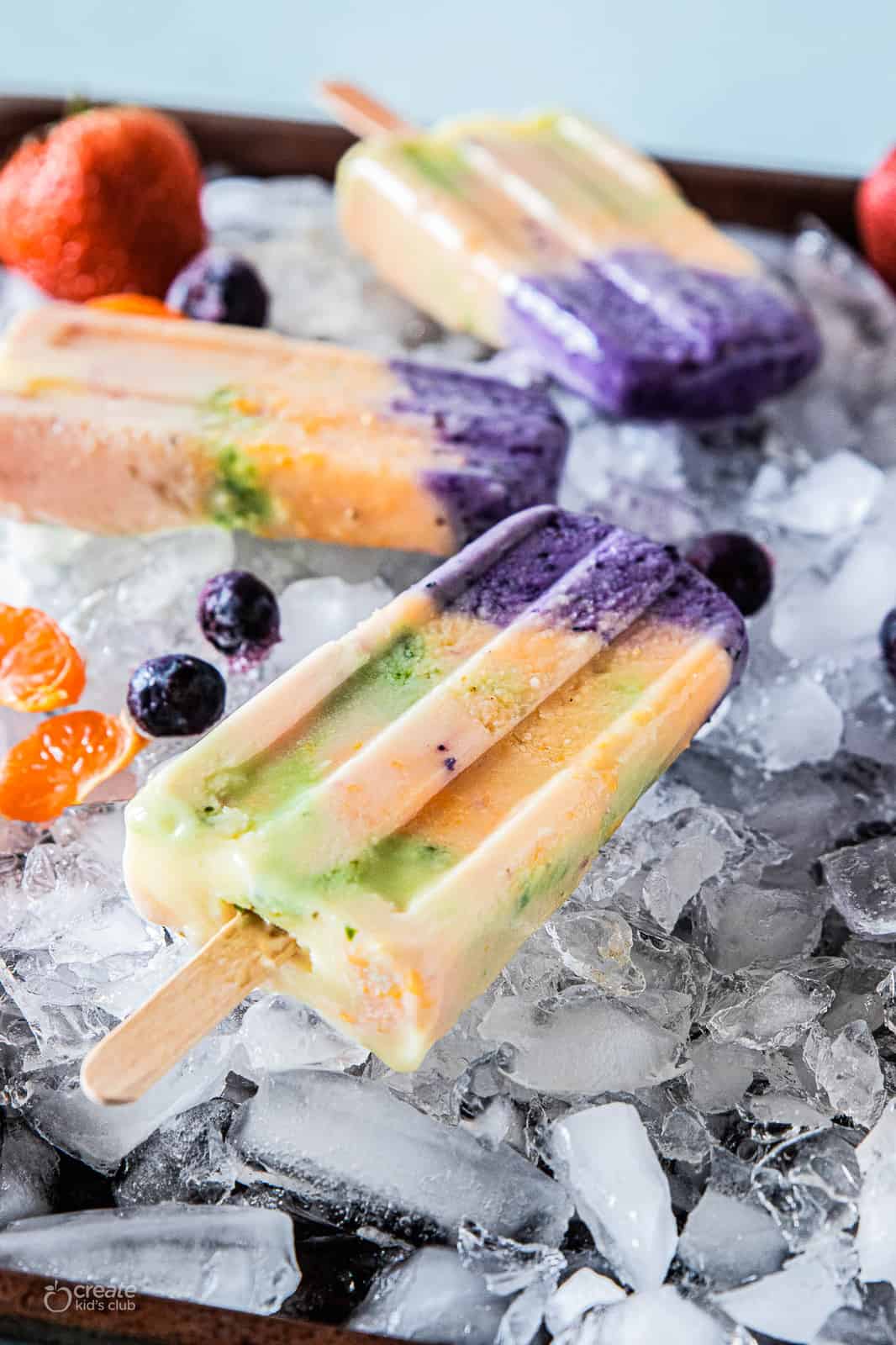 rainbow popsicles on ice