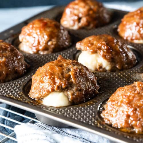 meatloaf and mashed potato bites in muffin tin
