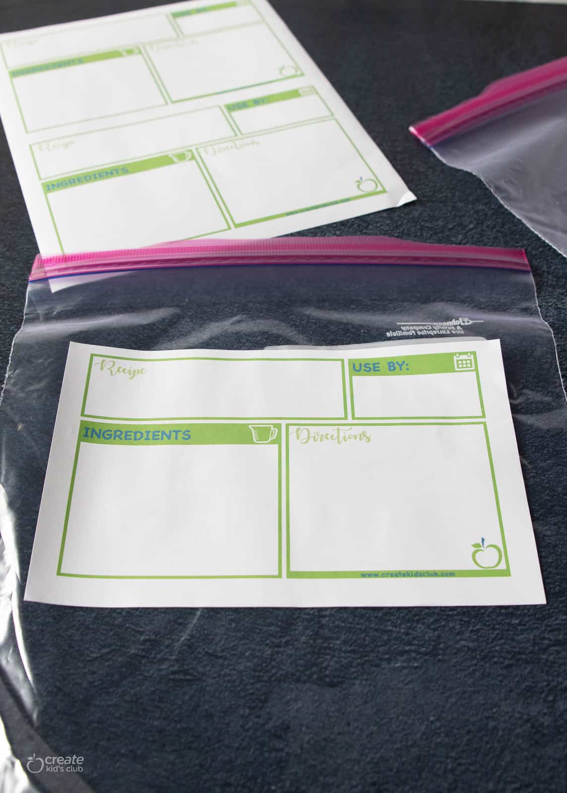 printable freezer meal label on ziplock bag