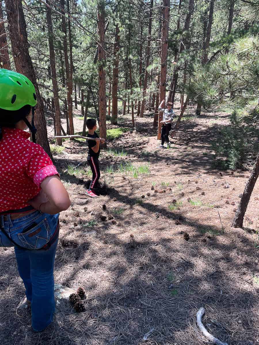 kids playing games in the woods