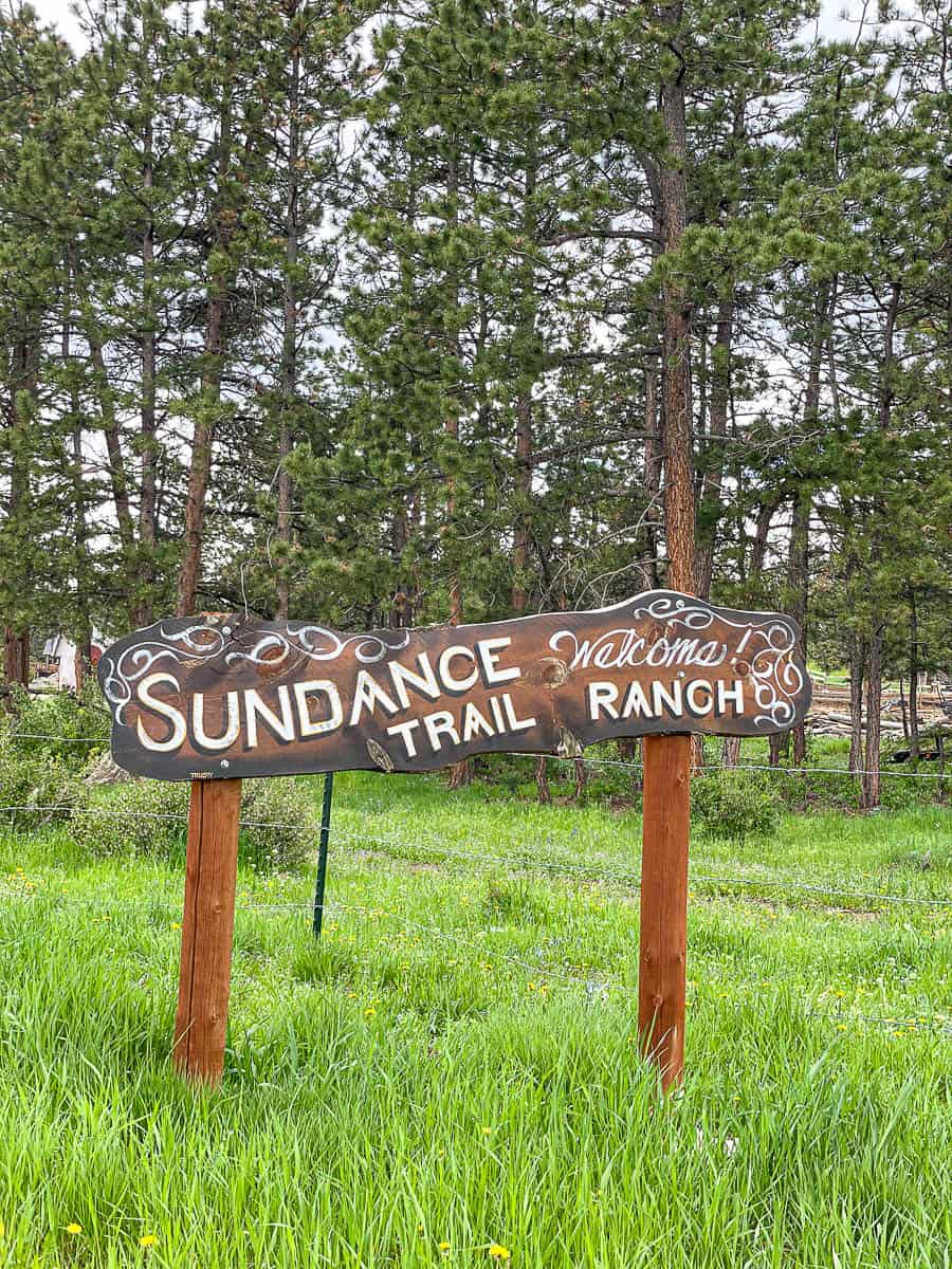 welcome sign at Sundance Trail Ranch