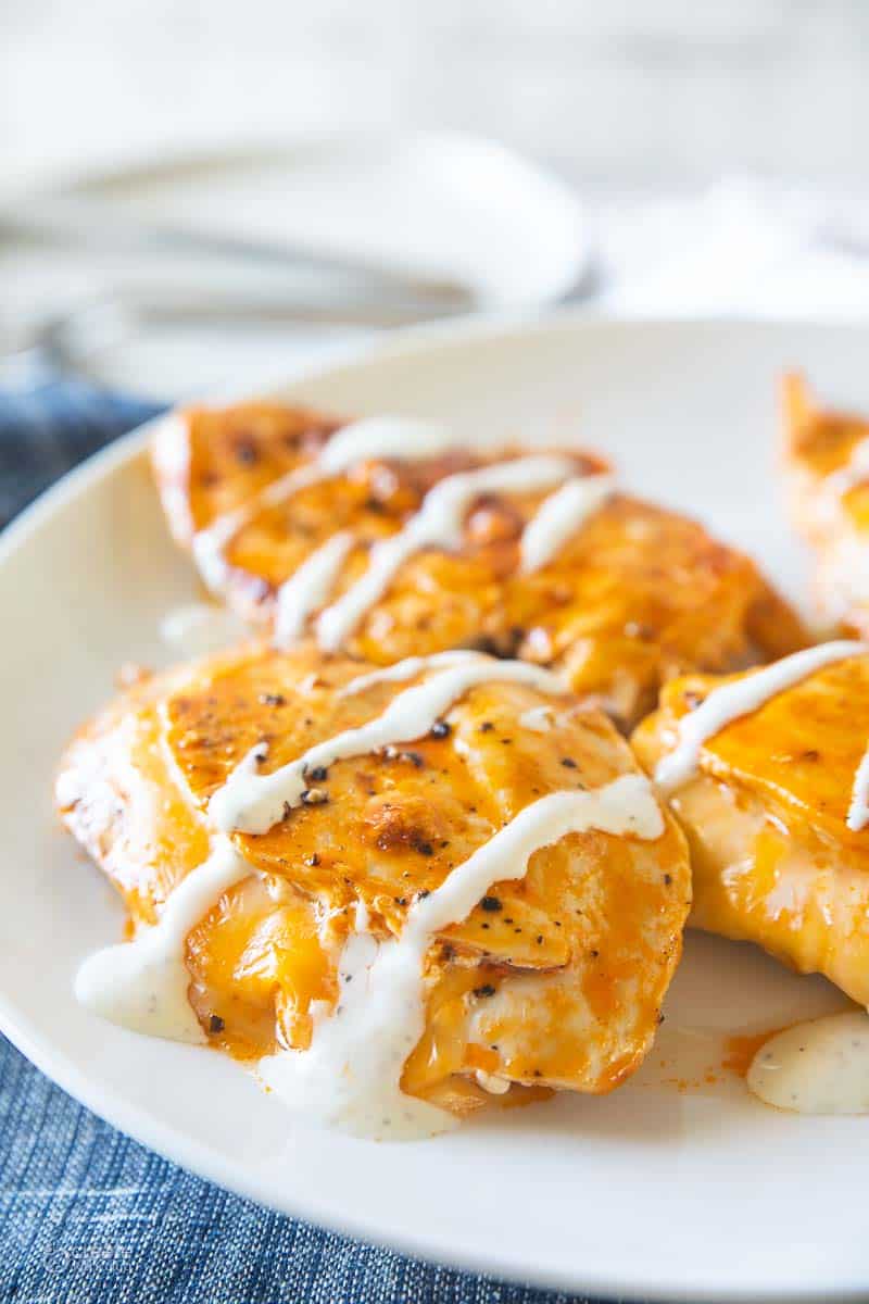 cheesy buffalo chicken drizzled with ranch