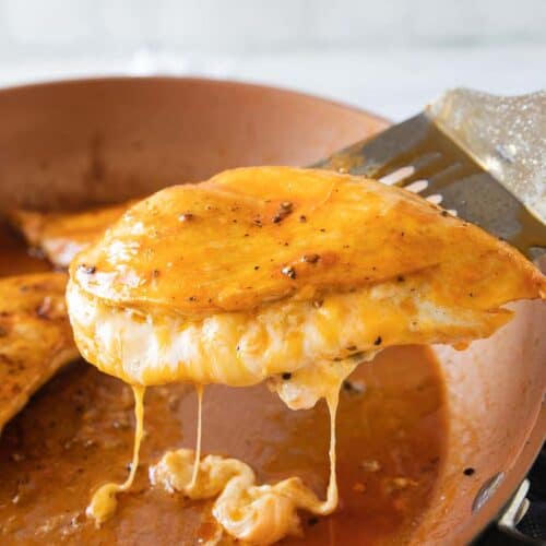 buffalo chicken flipped in pan