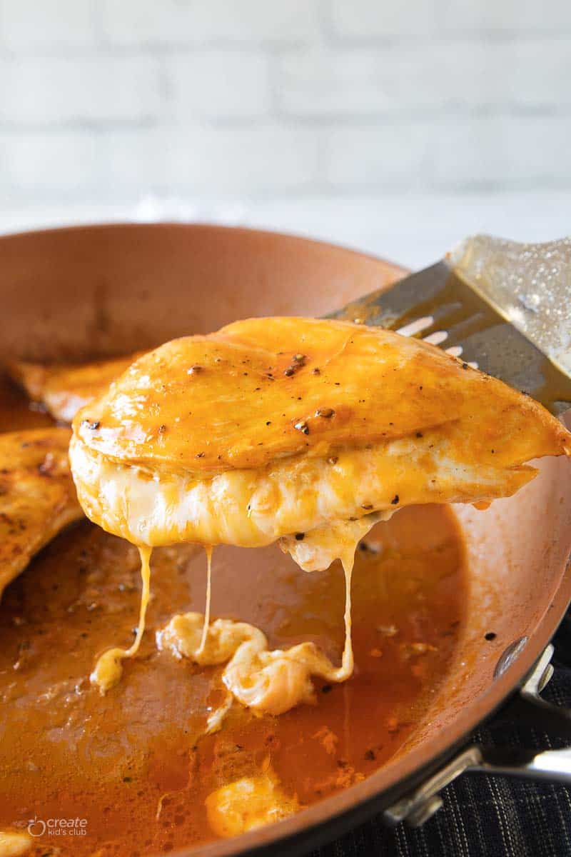 buffalo chicken flipped in pan