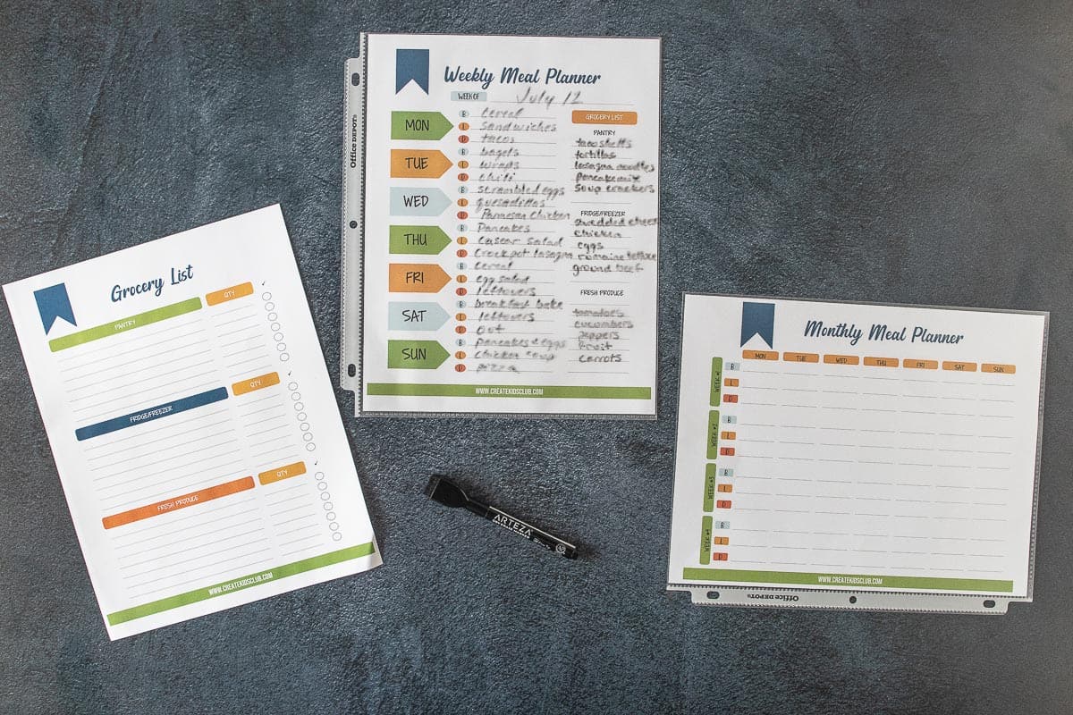 meal planner templates