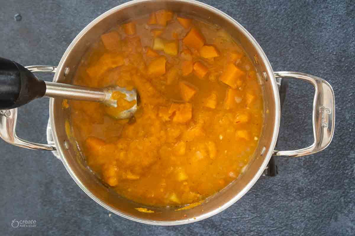 butternut squash pureed with immersion blender