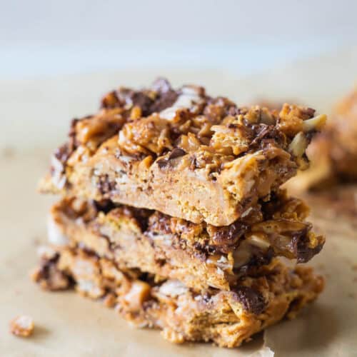 gluten free granola bars stacked