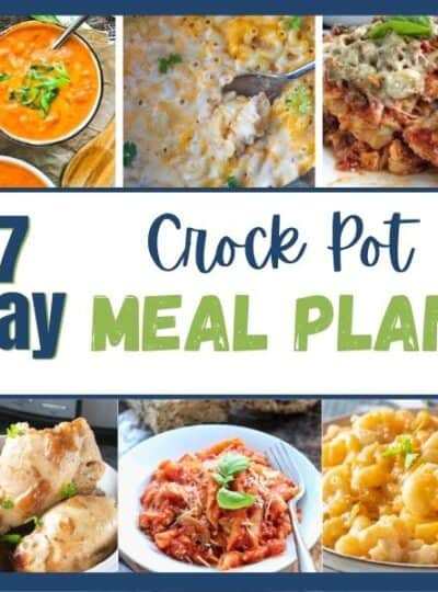 6 pics of crockpot meals for a week of crockpot meals roundup.