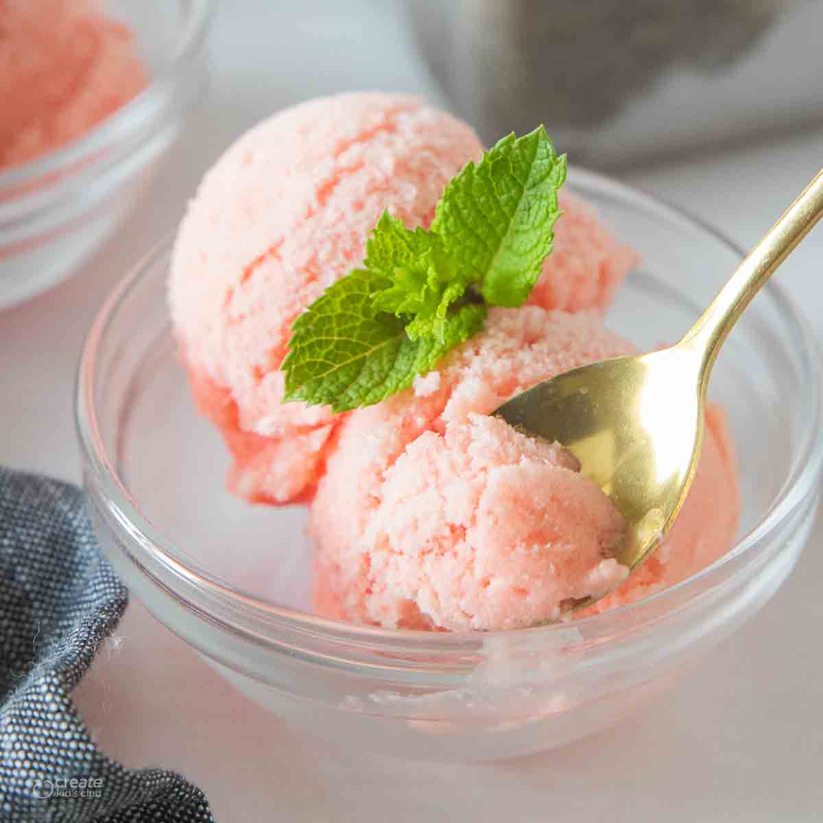 scooped watermelon ice cream in dish