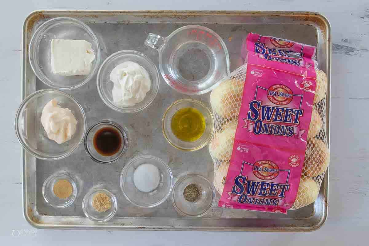 ingredients for caramelized sweet onion dip