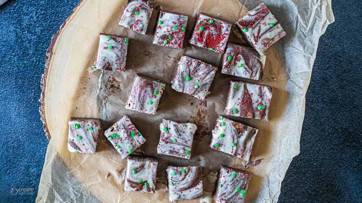 Christmas fudge cut into squares