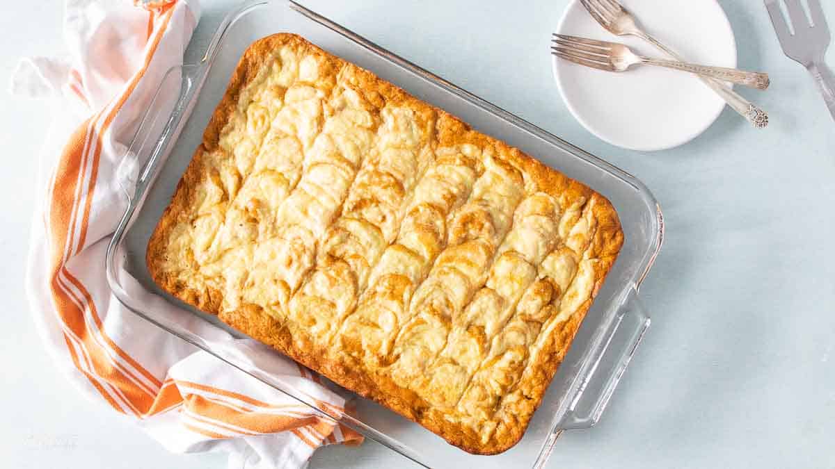 baked pumpkin bars in baking dish