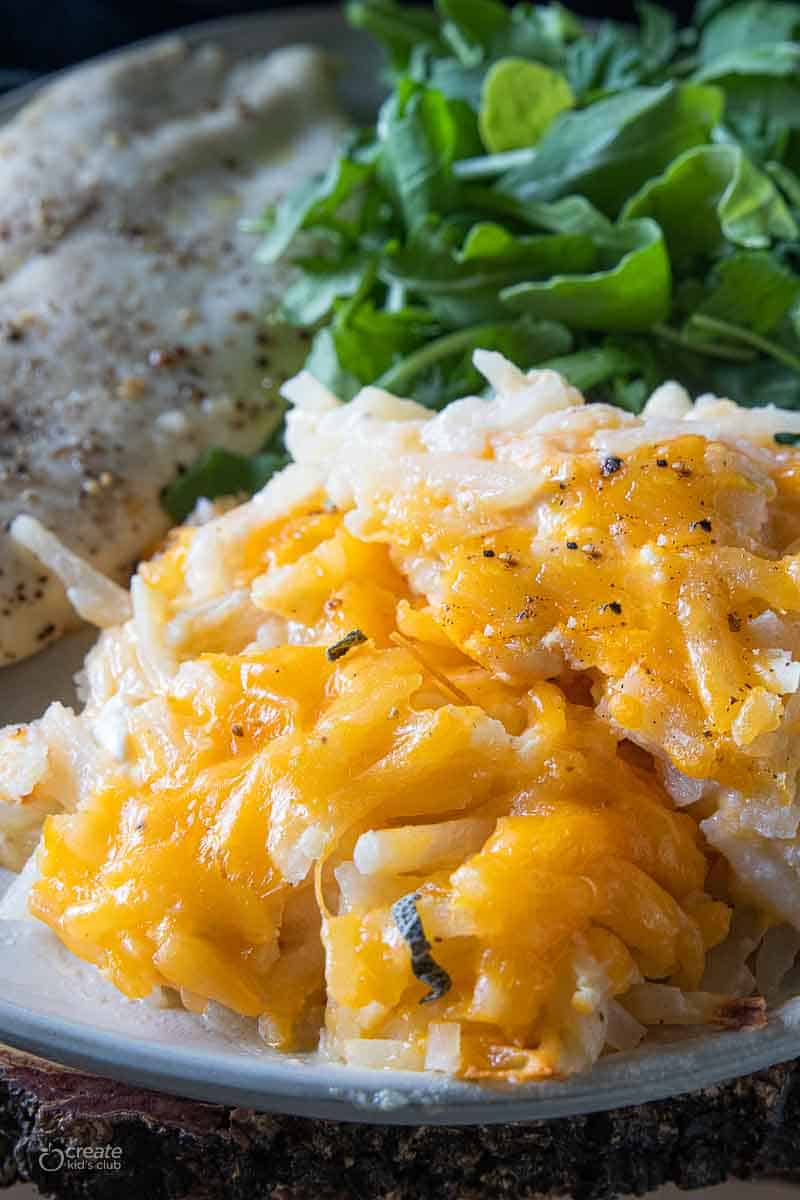 cheesy potatoes on plate
