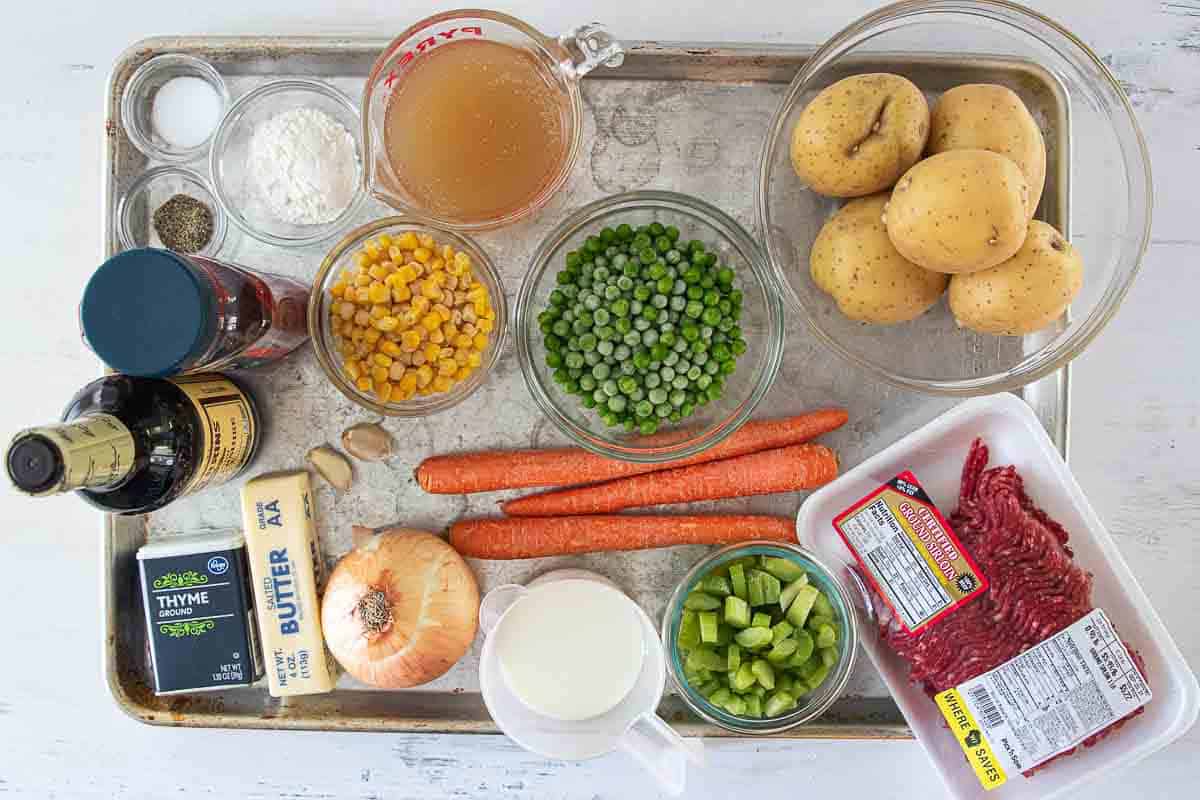 ingredients for gluten free shepards pie