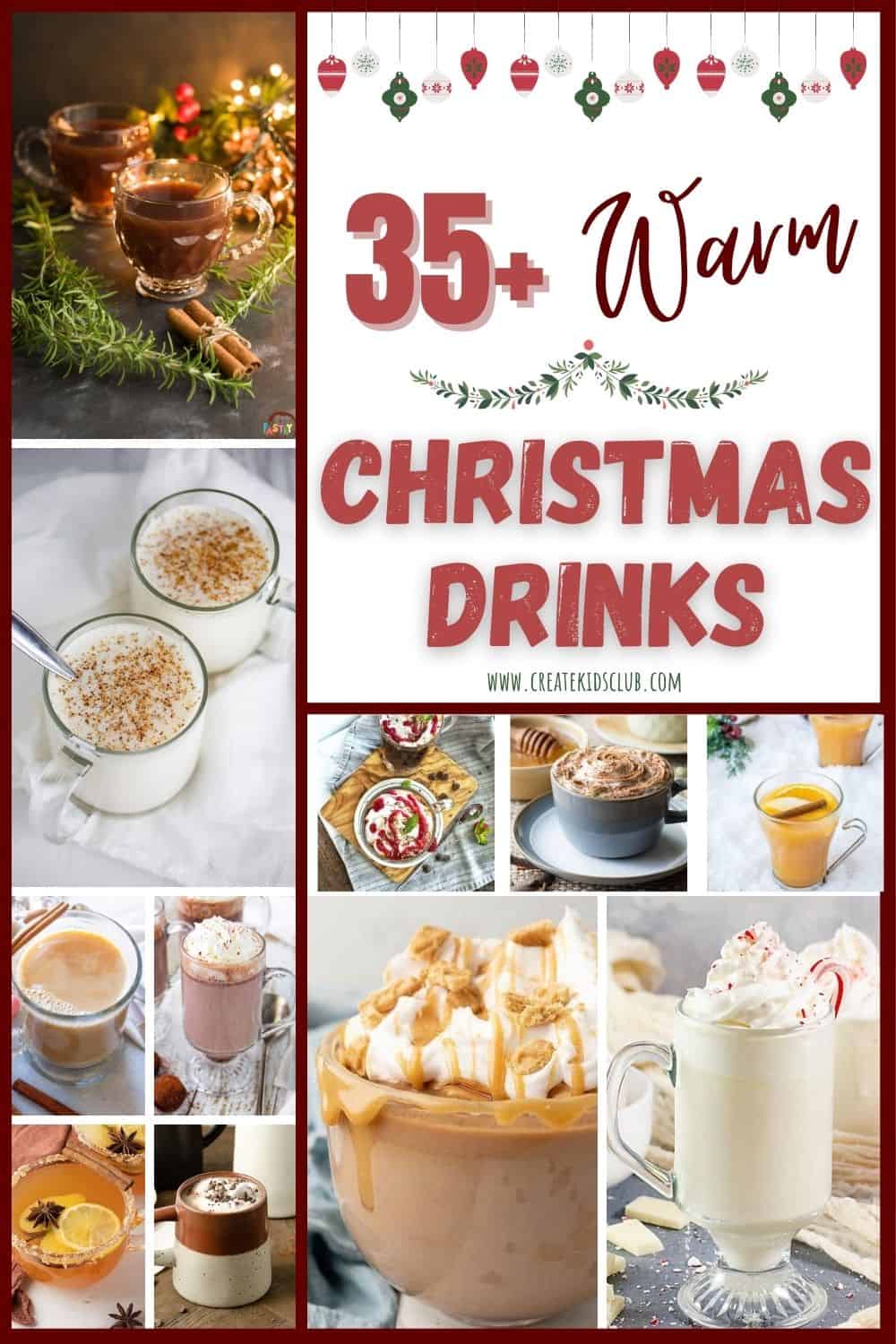 11 pictures of warm Christmas drink recipes.