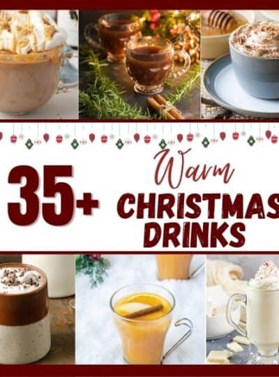 6 pictures of warm Christmas drinks.