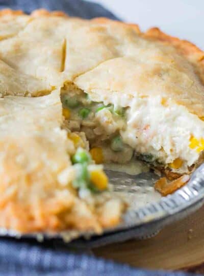 slice missing from gluten free chicken pot pie