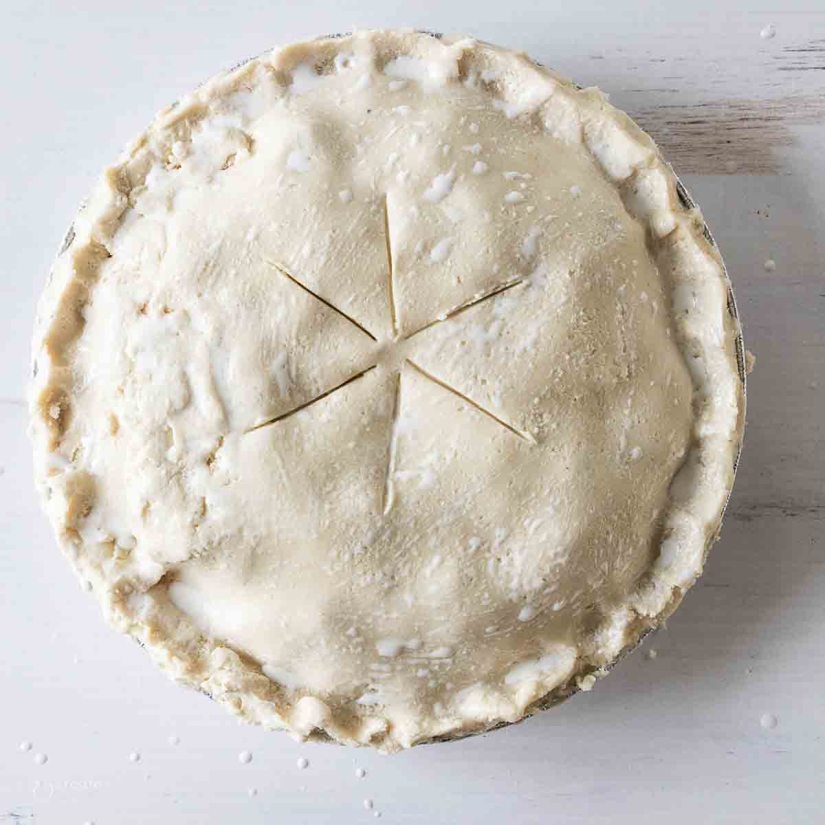 slits cut into top of gluten free chicken pot pie