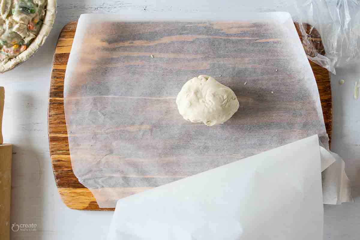 gluten free dough on parchment paper