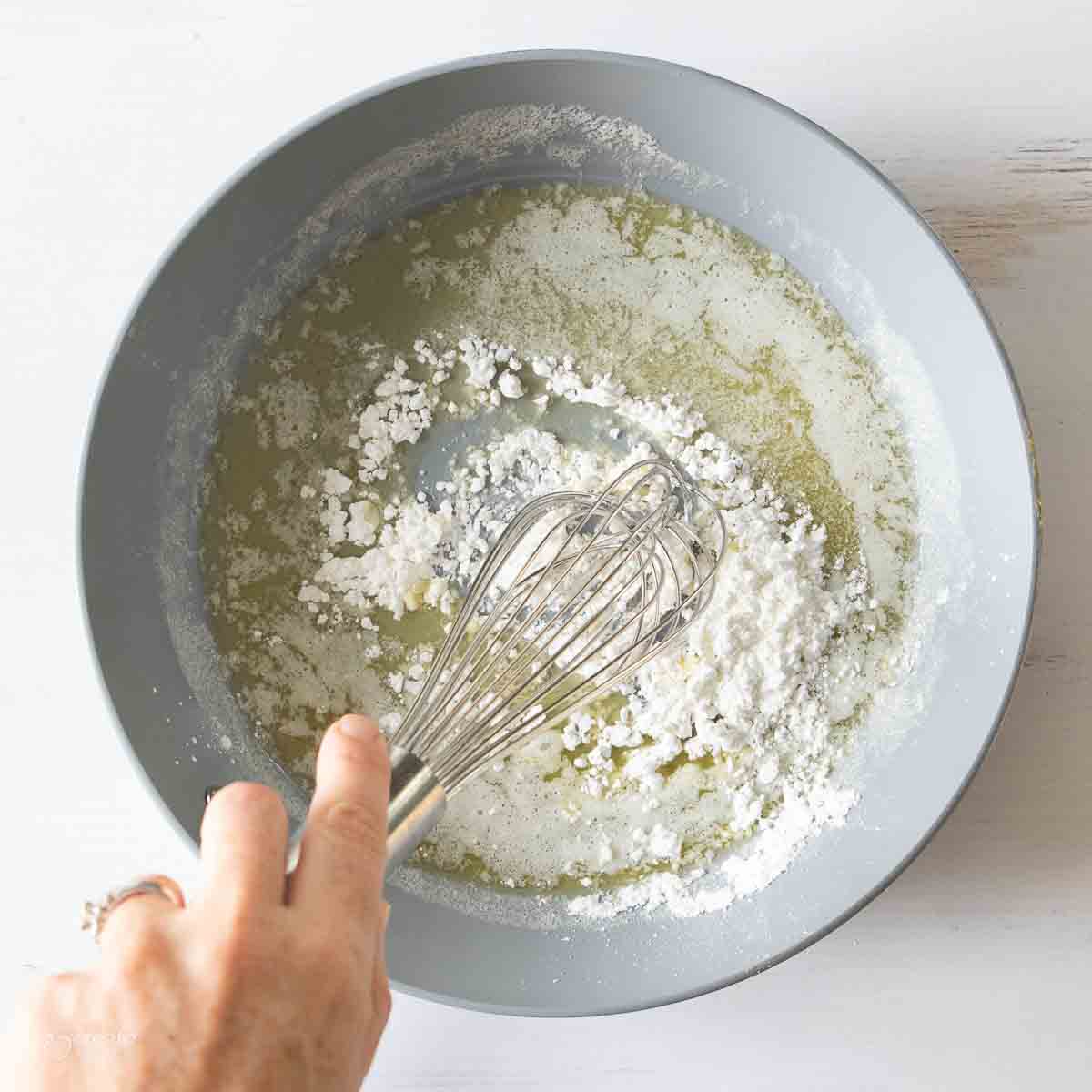 butter and cornstarch whisked together in sauté pan