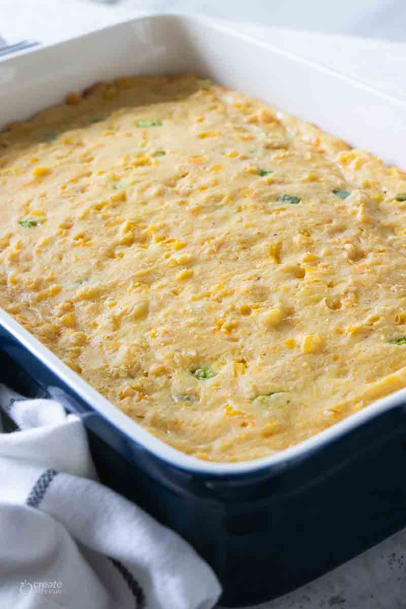 corn casserole in baking dish