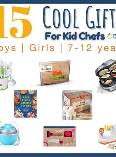 Pictures of fun gifts for kids who like to cook.