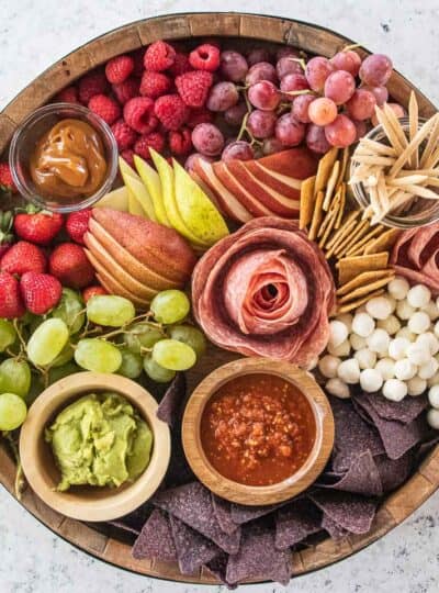 top view of a gluten free charcuterie board