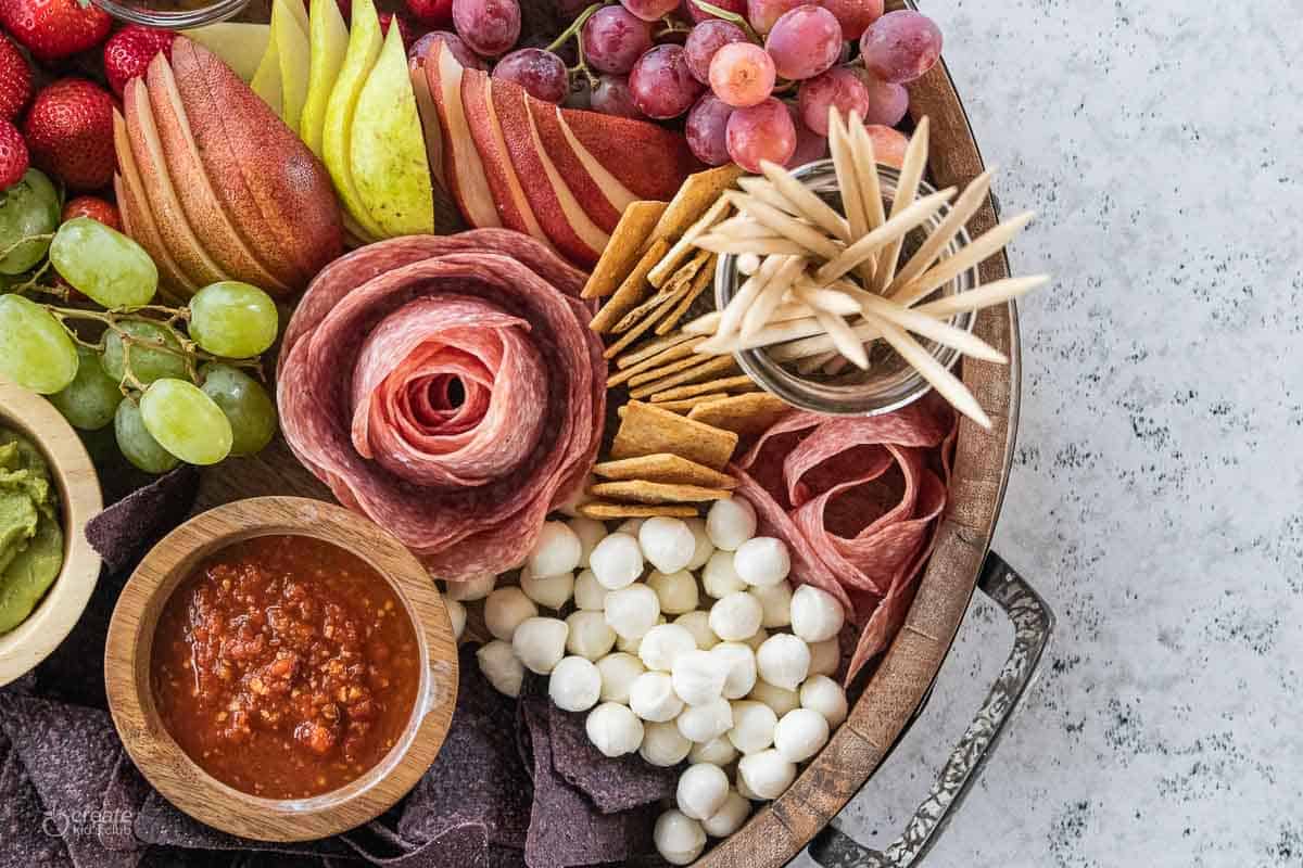 top view of a gluten free charcuterie board