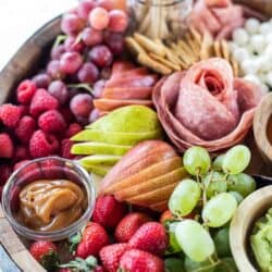 fresh fruit and veggie filled charcuterie board