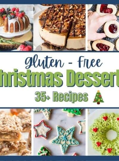 6 pictures of gluten free Christmas desserts.