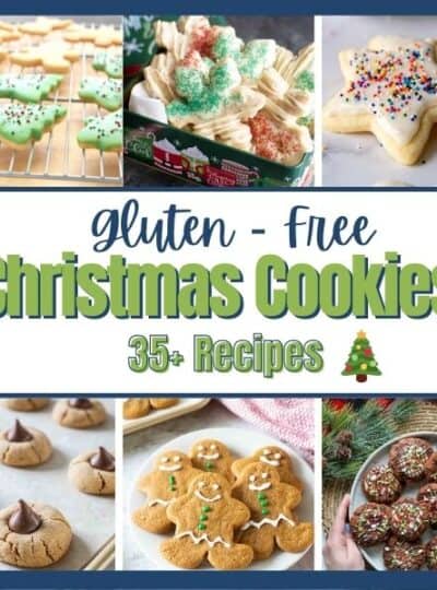 6 pictures of gluten free Christmas cookie recipes.