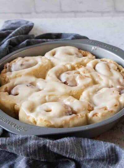 baked cinnamon rolls gluten-free in baking pan