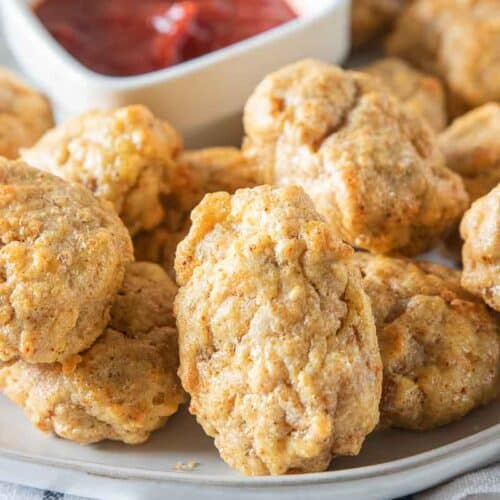 gluten free chicken nuggets next to dipping sauce
