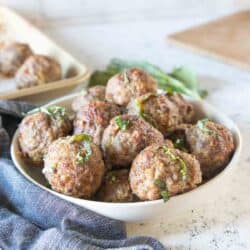 gluten-free meatballs in serving bowl