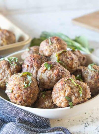 gluten-free meatballs in serving bowl